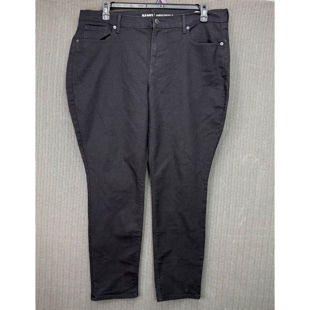 Old Navy Womens Size 16 Short Black Curvy/Profile Mid-Rise Skinny Jeans Denim